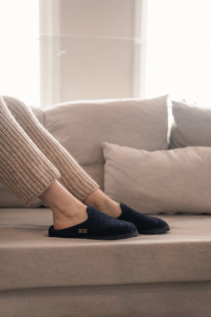 WOOL SLIPPERS - ULLE ORIGINAL WOMEN/MEN - BLACK MELANGE