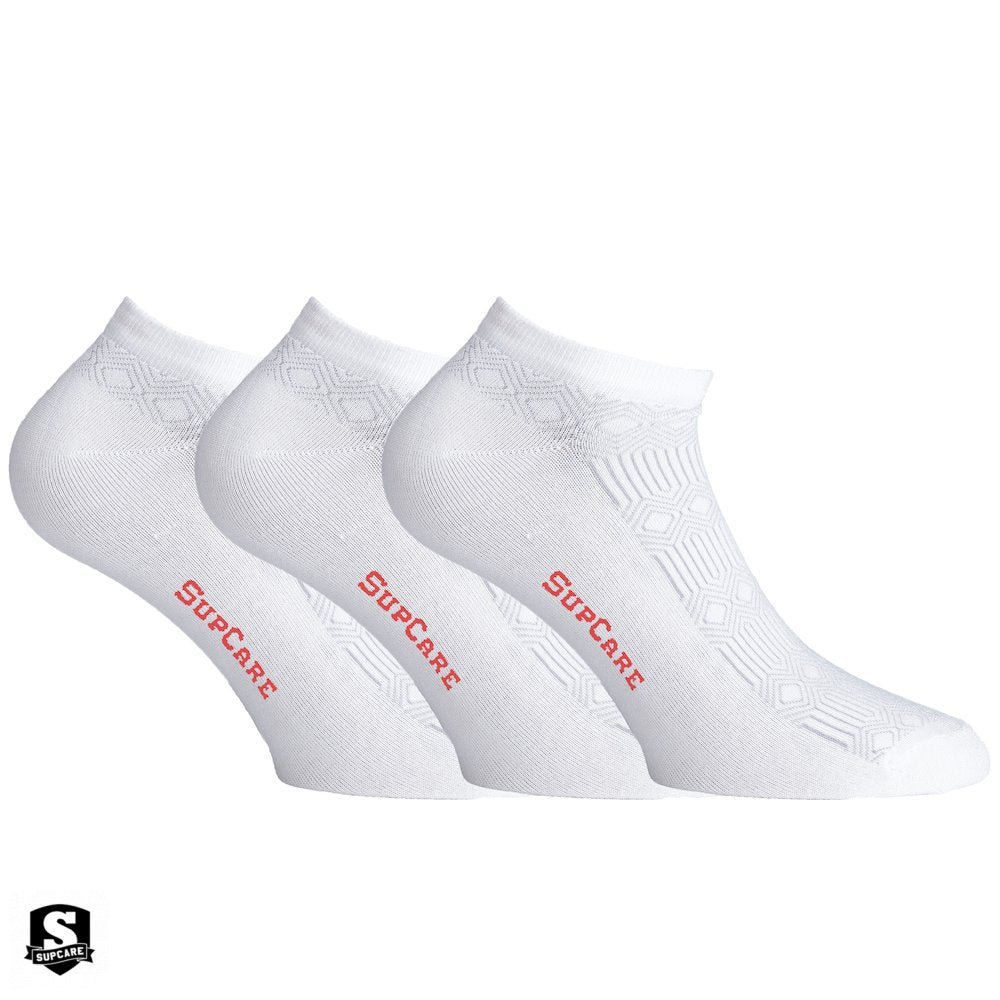 3-pack bamboo ankle socks - White
