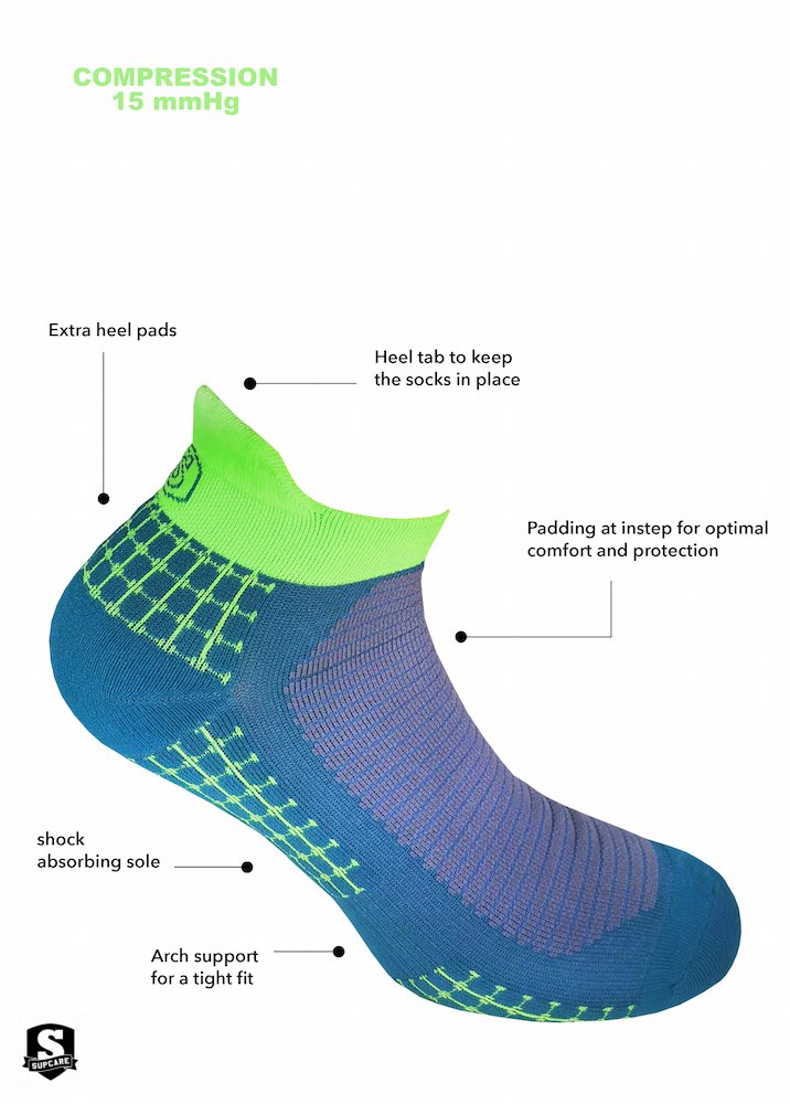 Sports sock ankle with compression - Blue/green