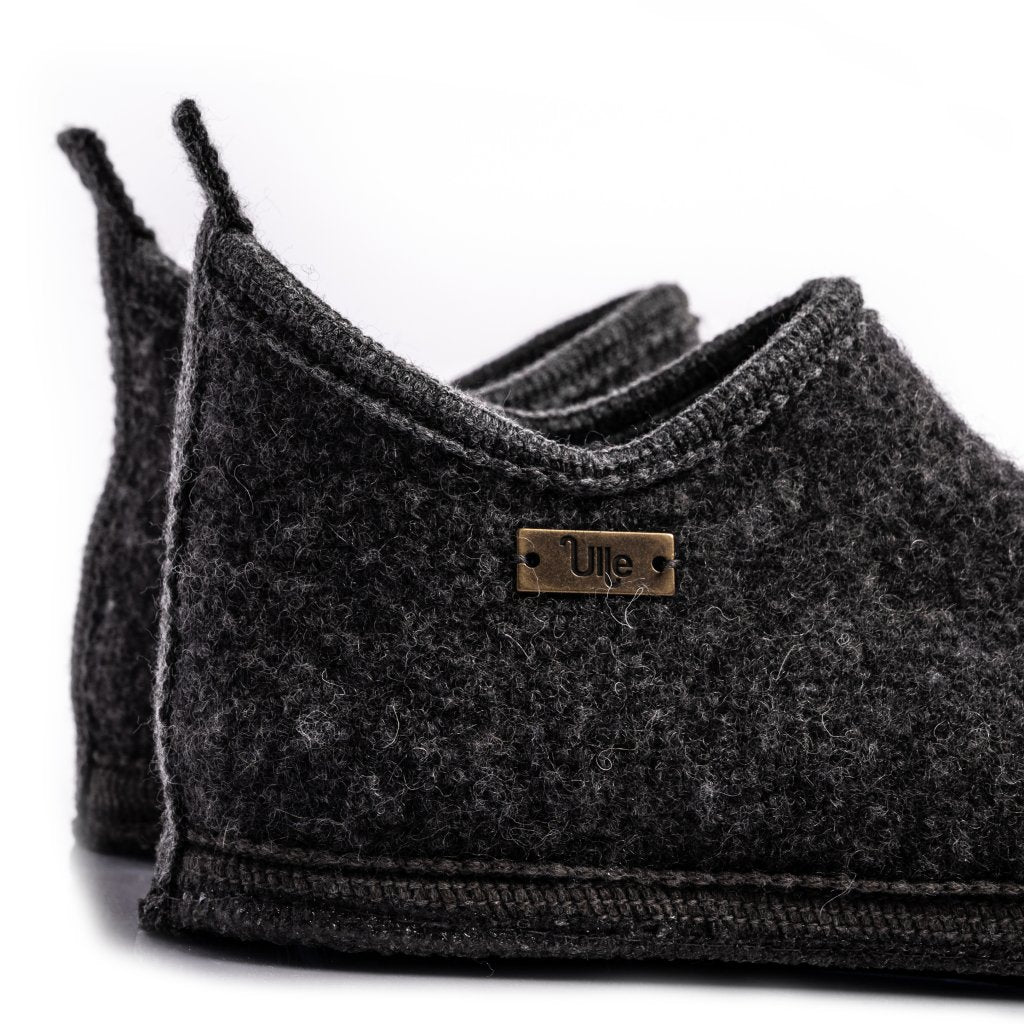 Wool slippers - Ulle Cottage Women's/Men's - Dark Grey Melange