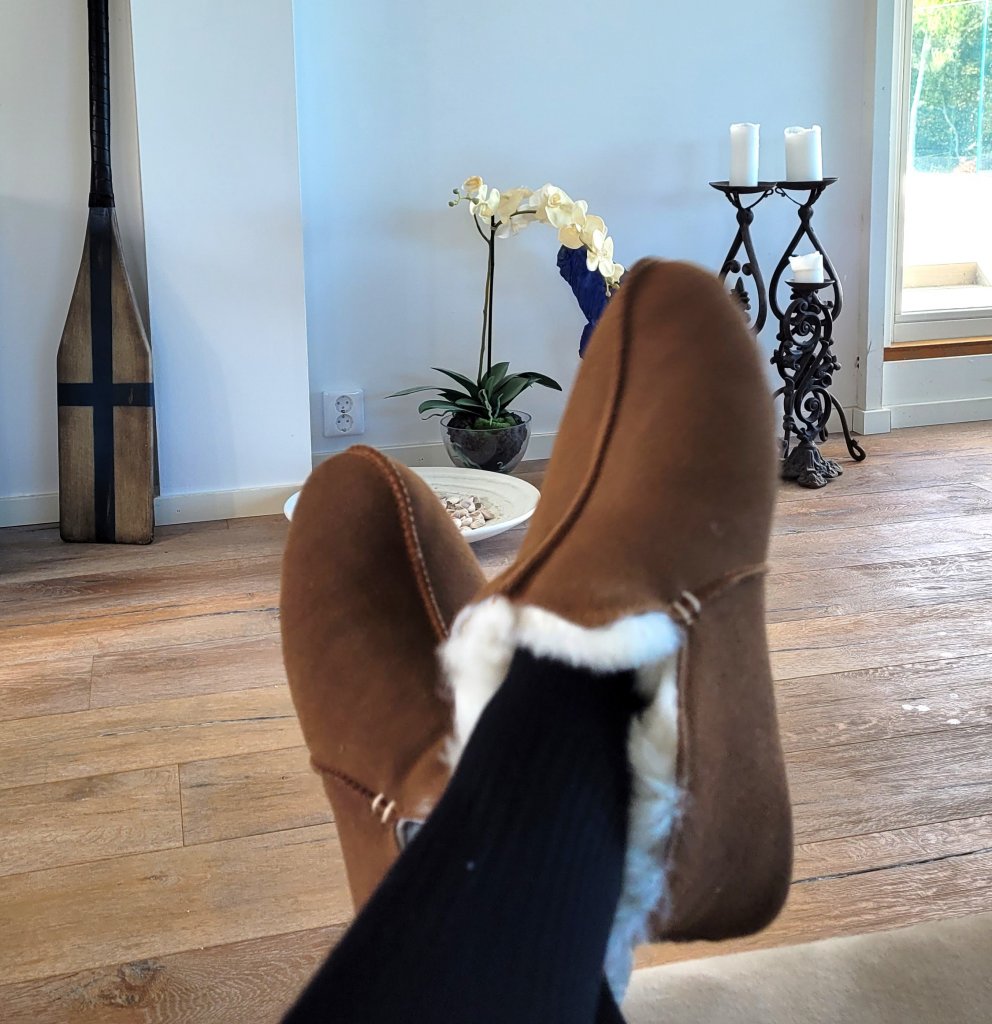 Sheepskin slippers Innsbruck - Chestnut/white