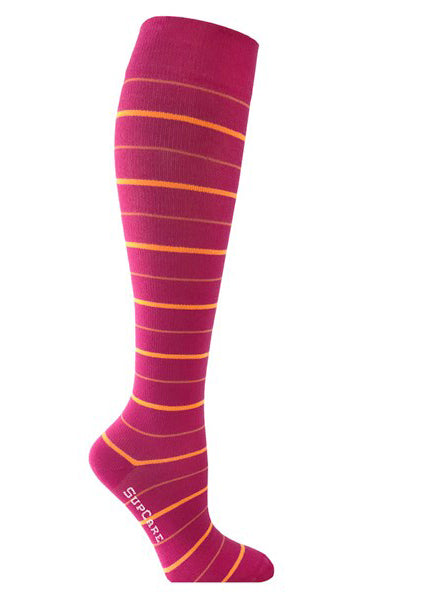 Size 35-37 only - Support stockings - Striped Pink