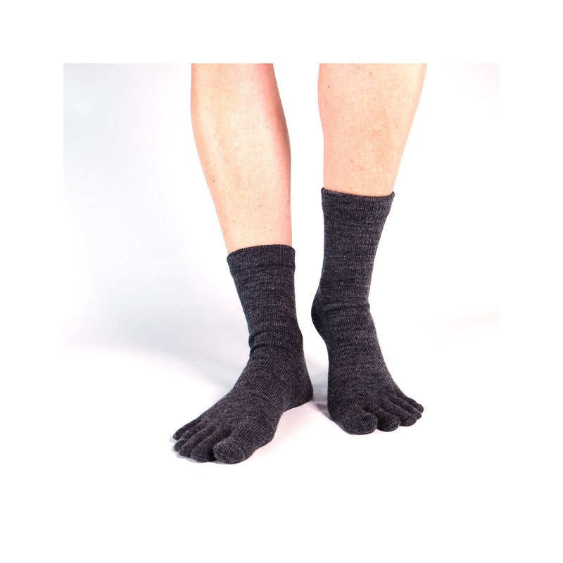 Toe Socks Wool Women - Black Grey